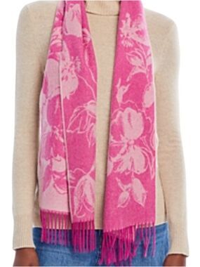C By Bloomingdales $168 Woven Cashmere Pink 2 Sided Scarf